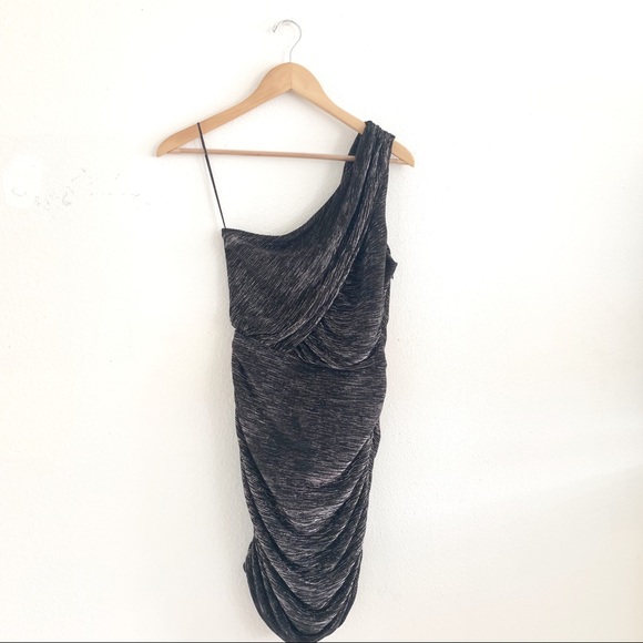 CeCe Metallic One Shoulder Dress Size 4 - Picture 3 of 8